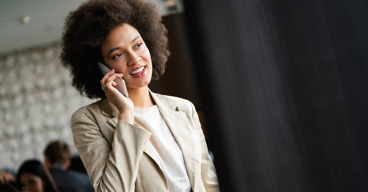 Business professional talking on the phone